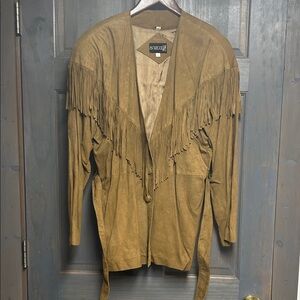 Studio Fringe Suede Jacket - Brown